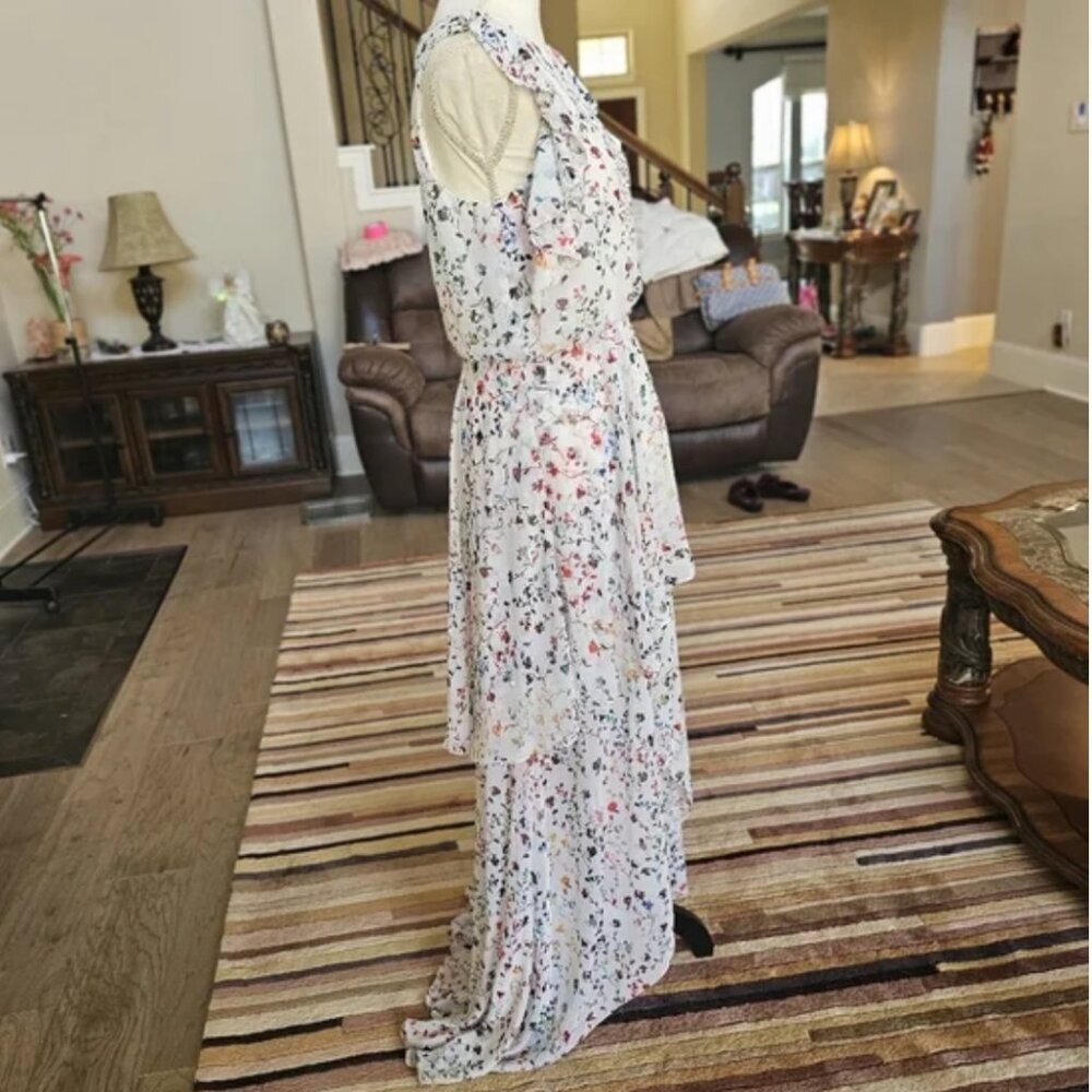 Monique Lhuillier floral romantic fairy  dress gown 10 - Picture 8 of 14